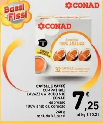 Conad CAPSULE CAFFÈ COMPATIBILI LAVAZZA A MODO MIO CONAD offerta