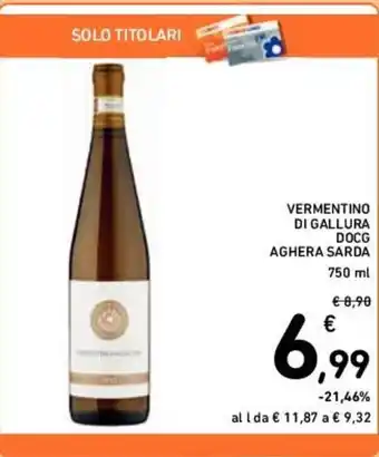 Conad VERMENTINO DI GALLURA DOCG AGHERA SARDA 750 ml offerta