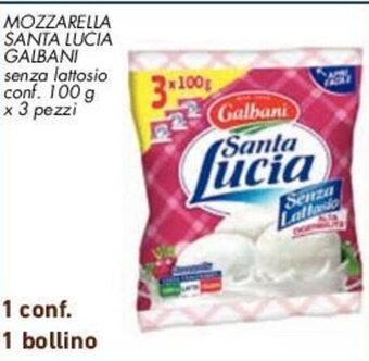 Conad MOZZARELLA SANTA LUCIA GALBANI senza lattosio conf. 100 g x 3 pezzi offerta