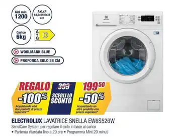 Trony ELECTROLUX LAVATRICE SNELLA EW6S526W offerta