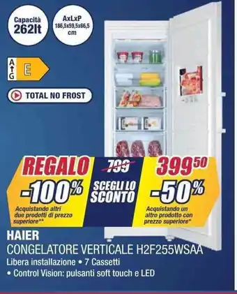 Trony HAIER CONGELATORE VERTICALE H2F255WSAA offerta