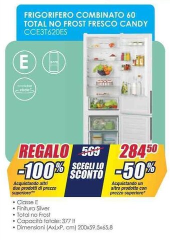 Trony FRIGORIFERO COMBINATO 60 TOTAL NO FROST FRESCO CANDY offerta
