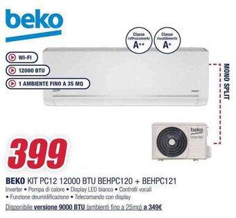 Trony BEKO KIT PC12 12000 BTU BEHPC120+ BEHPC121 offerta