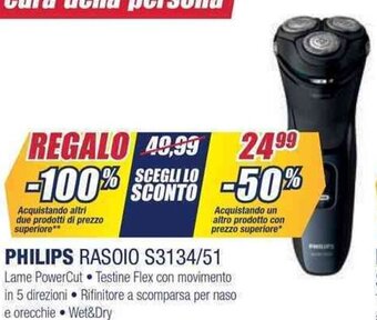 Trony PHILIPS RASOIO S3134/51 offerta