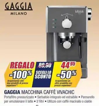 Trony GAGGIA MILANO MACCHINA CAFFÈ VIVACHIC offerta