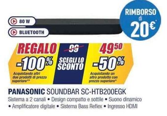 Trony PANASONIC SOUNDBAR SC-HTB200EGK offerta