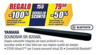 Trony YAMAHA SOUNDBAR SR-B20ABL offerta
