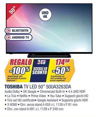 Trony TOSHIBA TV LED 50" 50UA3263DA offerta