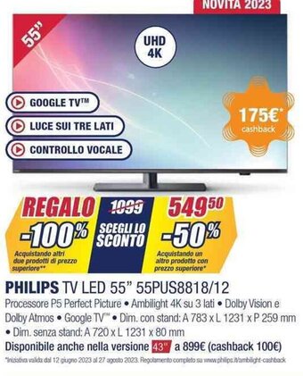 Trony PHILIPS TV LED 55" 55PUS8818/12 offerta