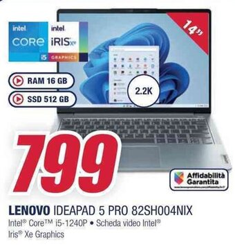 Trony LENOVO IDEAPAD 5 PRO 82SH004NIX offerta