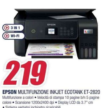 Trony EPSON MULTIFUNZIONE INKJET ECOTANK ET-2820 offerta