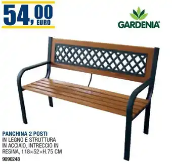PANCHINA 2 POSTI IN LEGNO E STRUTTURA IN ACCIAIO 118x52xH.75 CM