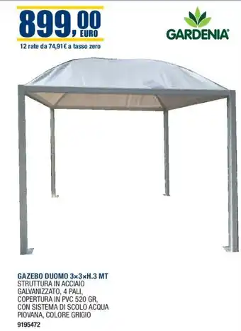 Bricofer GAZEBO DUOMO 3x3xH.3 MT STRUTTURA IN ACCIAIO offerta