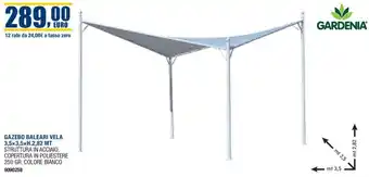 Bricofer GAZEBO BALEARI VELA 3,5x3,5xH.2,82 MT STRUTTURA IN ACCIAIO offerta