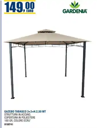 GAZEBO TABASCO 3×3×H.2,50 MT STRUTTURA IN ACCIAIO