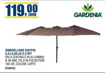 Bricofer OMBRELLONE DOPPIO 4,5x2,65xH.2,4 MT PALO CENTRALE IN ALLUMINIO offerta