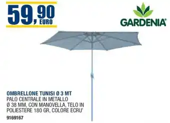 OMBRELLONE TUNISI Ø 3 MT PALO CENTRALE IN METALLO