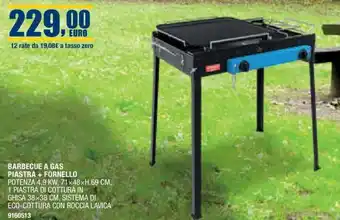 Bricofer BARBECUE A GAS PIASTRA + FORNELLO 71x48xH.69 CM, offerta