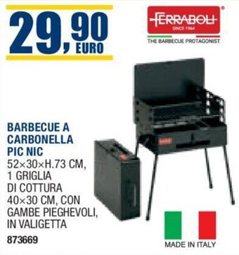 Bricofer BARBECUE A CARBONELLA PIC NIC 52x30xH.73 CM offerta