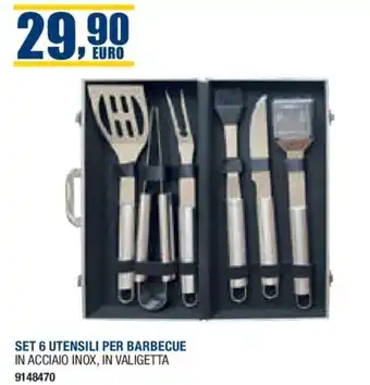 Bricofer SET 6 UTENSILI PER BARBECUE IN ACCIAIO INOX, IN VALIGETTA offerta