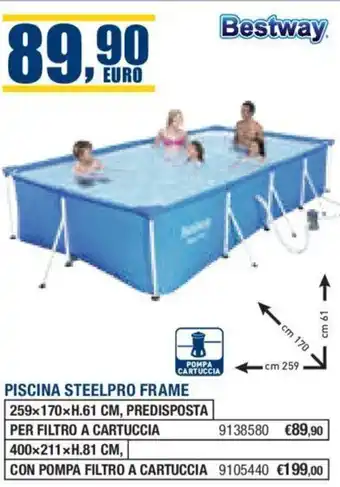 PISCINA STEELPRO FRAME 259x170xH.61 CM
