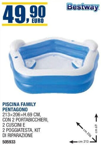 Bricofer PISCINA FAMILY PENTAGONO 213x206xH.69 CM offerta