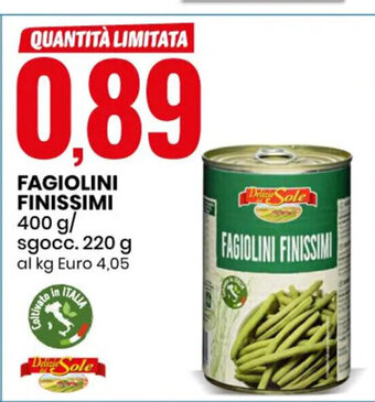 Eurospin FAGIOLINI FINISSIMI 400 g/ sgocc. 220 g offerta