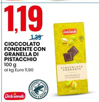 Eurospin CIOCCOLATO FONDENTE CON GRANELLA DI PISTACCHIO 100 g offerta