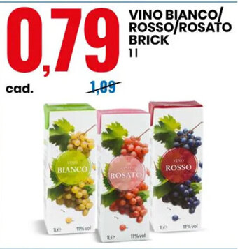 Eurospin VINO BIANCO/ ROSSO/ROSATO BRICK 1 L offerta