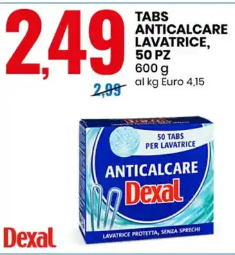 Eurospin TABS ANTICALCARE LAVATRICE, 50 PZ 600 g offerta
