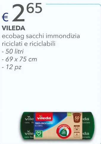Acqua & Sapone VILEDA ecobag sacchi immondizia riciclati e riciclabili - 50 litri offerta