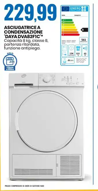 Eurospin ASCIUGATRICE A CONDENSAZIONE 'DAYA DVA82FIC'* 8 kg offerta