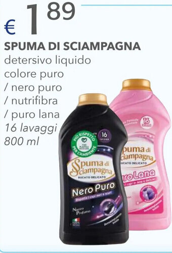 Acqua & Sapone SPUMA DI SCIAMPAGNA detersivo liquido colore puro 800 ml offerta