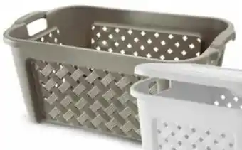Eurospin CESTA PORTABIANCHERIA IN PLASTICA 35 L'ARIANNA'* Colore: bianco o talpa, misure: 58x38,2x26 h cm. offerta