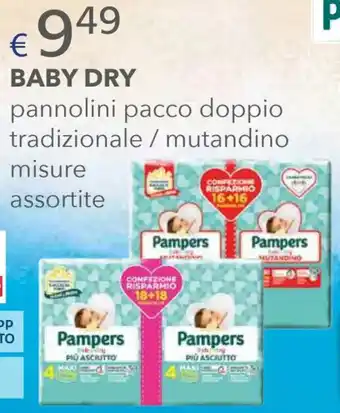 Acqua & Sapone Pampers BABY DRY pannolini pacco doppio tradizionale / mutandino misure assortite offerta