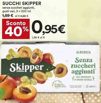 Coop SUCCHI SKIPPER senza zuccheri aggiunti, gusti vari, 3 x 200 ml offerta