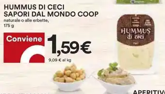 Coop HUMMUS DI CECI SAPORI DAL MONDO COOP naturale o alle erbette, 175 g offerta