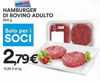 Coop HAMBURGER DI BOVINO ADULTO 200 g offerta