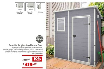 Bricocenter Casetta Da Giardino Manor Pent offerta