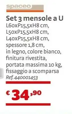Spaceo Set 3 Mensole A U