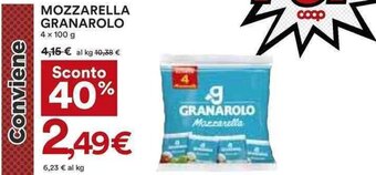 Coop MOZZARELLA GRANAROLO 4 x 100 g offerta