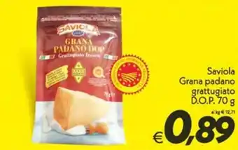 Iper Super Conveniente Saviola Grana padano grattugiato Ď.O.P. 70 g offerta