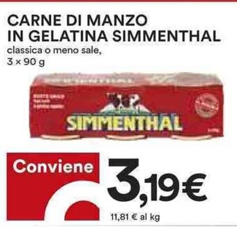 Coop CARNE DI MANZO IN GELATINA SIMMENTHAL 3 x 90 g offerta