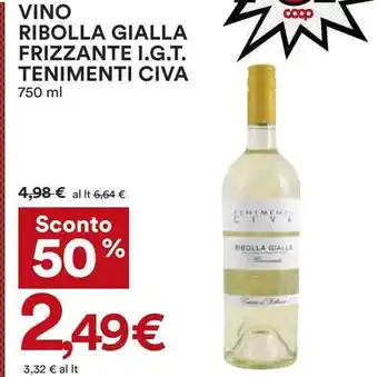 Coop VINO RIBOLLA GIALLA FRIZZANTE I.G.T. TENIMENTI CIVA 750 ml offerta