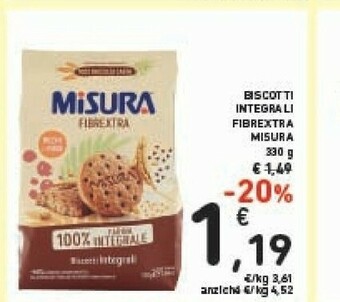 Conad Misura Misura - Fibrextra Biscotti Integrali Cacao e Avena 300 g(ml) offerta