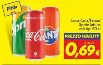 Iper Super Conveniente Coca-Cola/Fanta/ Sprite lattina vari tipi 50 cl offerta