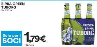 Coop BIRRA GREEN TUBORG 3 x 330 ml offerta