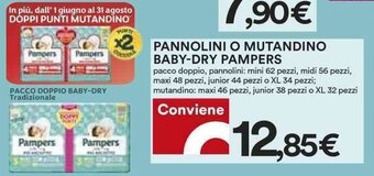 Coop PANNOLINI O MUTANDINO BABY-DRY PAMPERS offerta