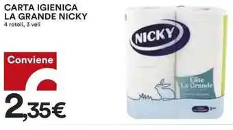 Coop CARTA IGIENICA LA GRANDE NICKY 4 rotoli, 3 veli offerta