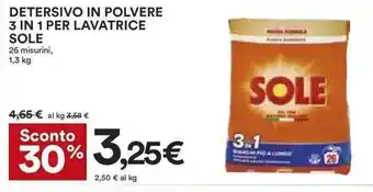 Coop DETERSIVO IN POLVERE 3 IN 1 PER LAVATRICE SOLE 1,3 kg offerta